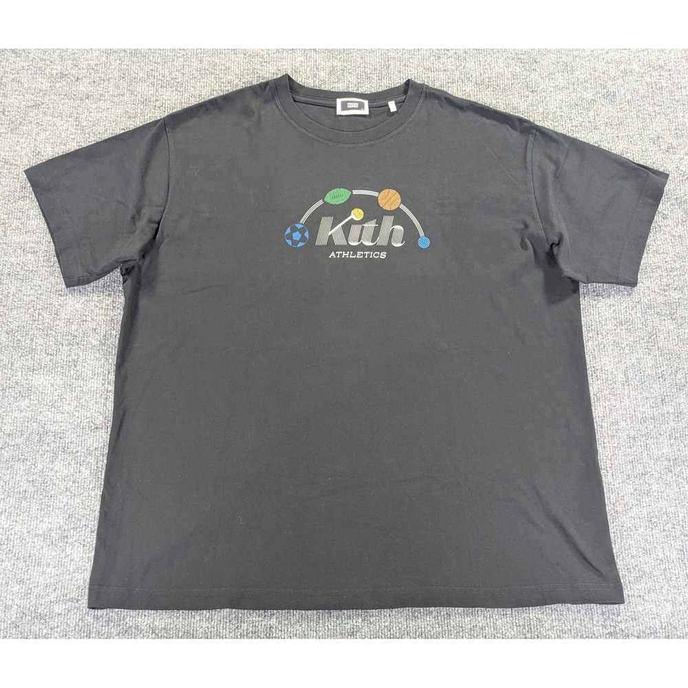 Kith Athletics Graphic T-Shirt Black Mens XL KHM031247 Cotton Short Sleeve